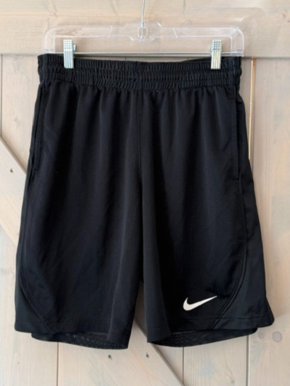 Nike Womens Athletic Shorts M Black with Neon Green 9" inseam EUC